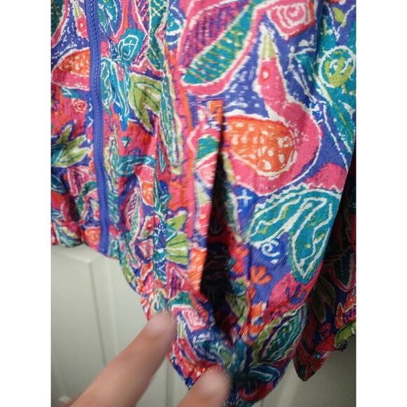 Sigrid Olsen Sport Woman M Jacket Bird Leaf Bright Design Fill Zip Pocket Lined - Picture 5 of 9